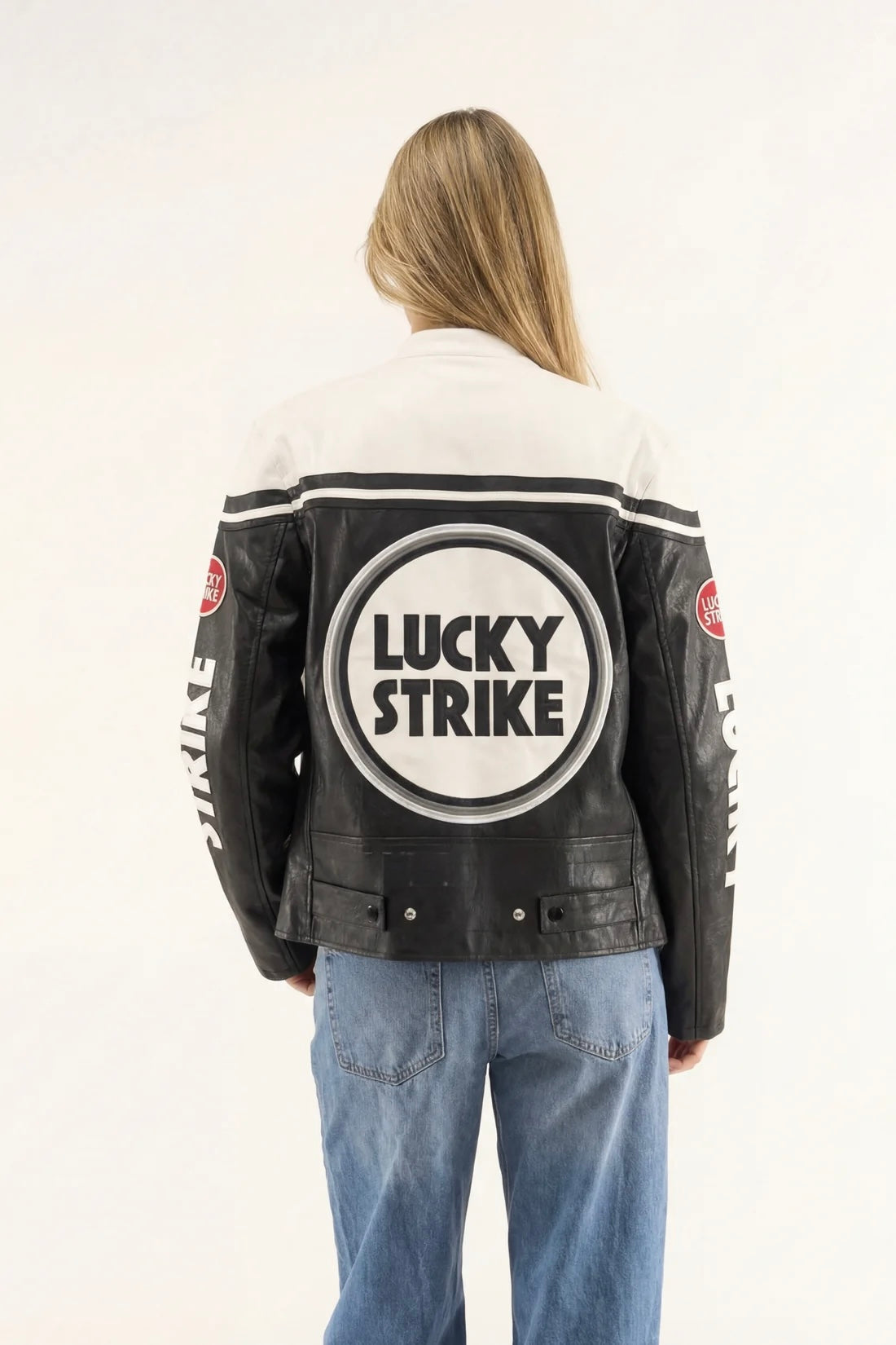 LUCKY STRIKE WHITE LEATHER JACKET