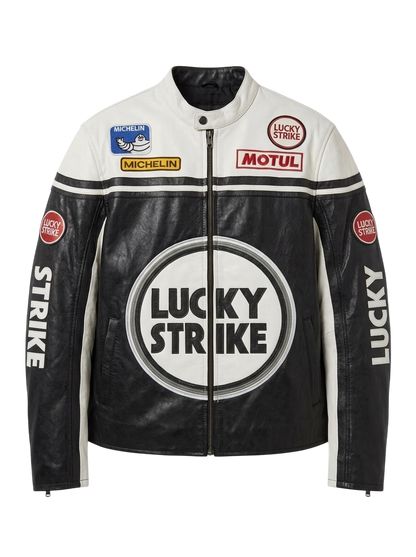LUCKY STRIKE WHITE LEATHER JACKET