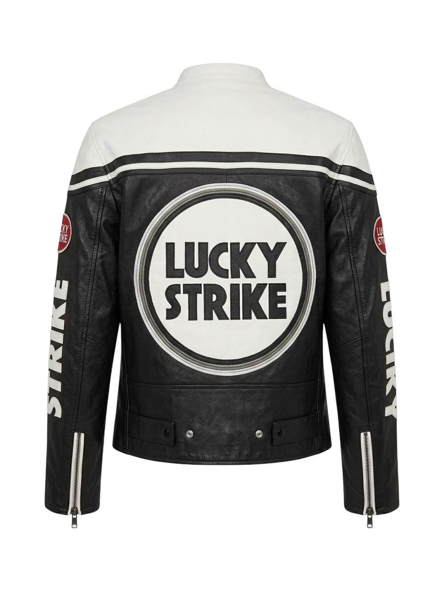 LUCKY STRIKE WHITE LEATHER JACKET