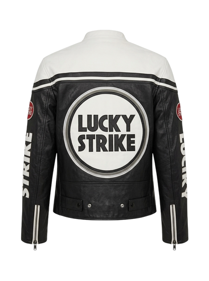 LUCKY STRIKE WHITE LEATHER JACKET