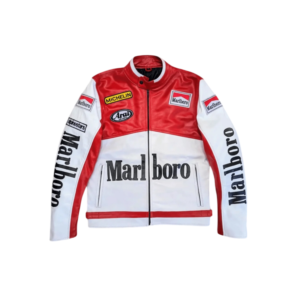 MARL WHITE LEATHER JACKET