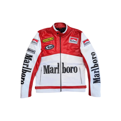 MARL WHITE LEATHER JACKET