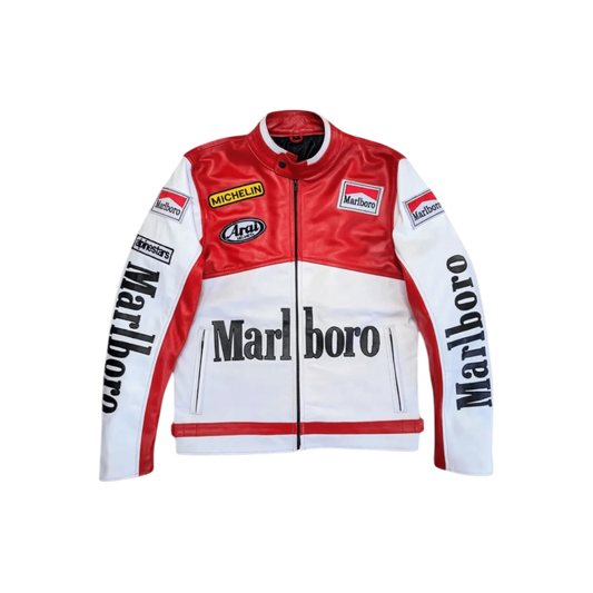 MARL WHITE LEATHER JACKET
