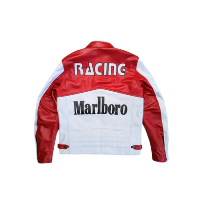 MARL WHITE LEATHER JACKET